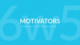 MOTIVATORS
Guardians tend to be moAvated by…
6w5
 