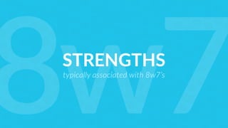 STRENGTHS
typically associated with 8w7’s
8w7
 