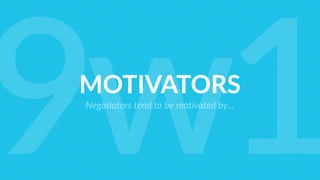 MOTIVATORS
Nego=ators tend to be mo=vated by…
9w1
 
