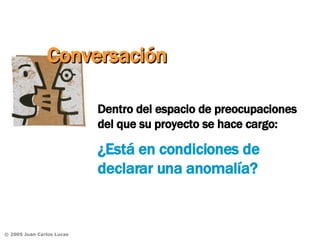 Dentro del espacio de preocupaciones del que su proyecto se hace cargo:  ¿Está en condiciones de declarar una anomalía? Conversación 