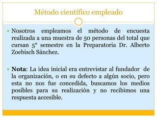 Equipo: Dar a conocer este nuevo concepto de esta ONG que es ayudar a la gente de bajos recursos, haciéndola participe de múltiples ocupaciones, y no hacer lo que muchas gubernamentales, que es darles dinero sin que este sea planificado.3 EjesEducaciónVía uno: Educación para el trabajo y la autosuficiencia a través de Centros de Atención Integral (CAI)Vía dos: Capacitación y evaluación de docentes en las escuelas a rehabilitarInfraestructuraVía uno: Rehabilitación de las escuelas más marginadas del paísVía dos: ViviendaEmpleoVía uno: Bolsa de trabajo en líneaVía dos: Microcréditos