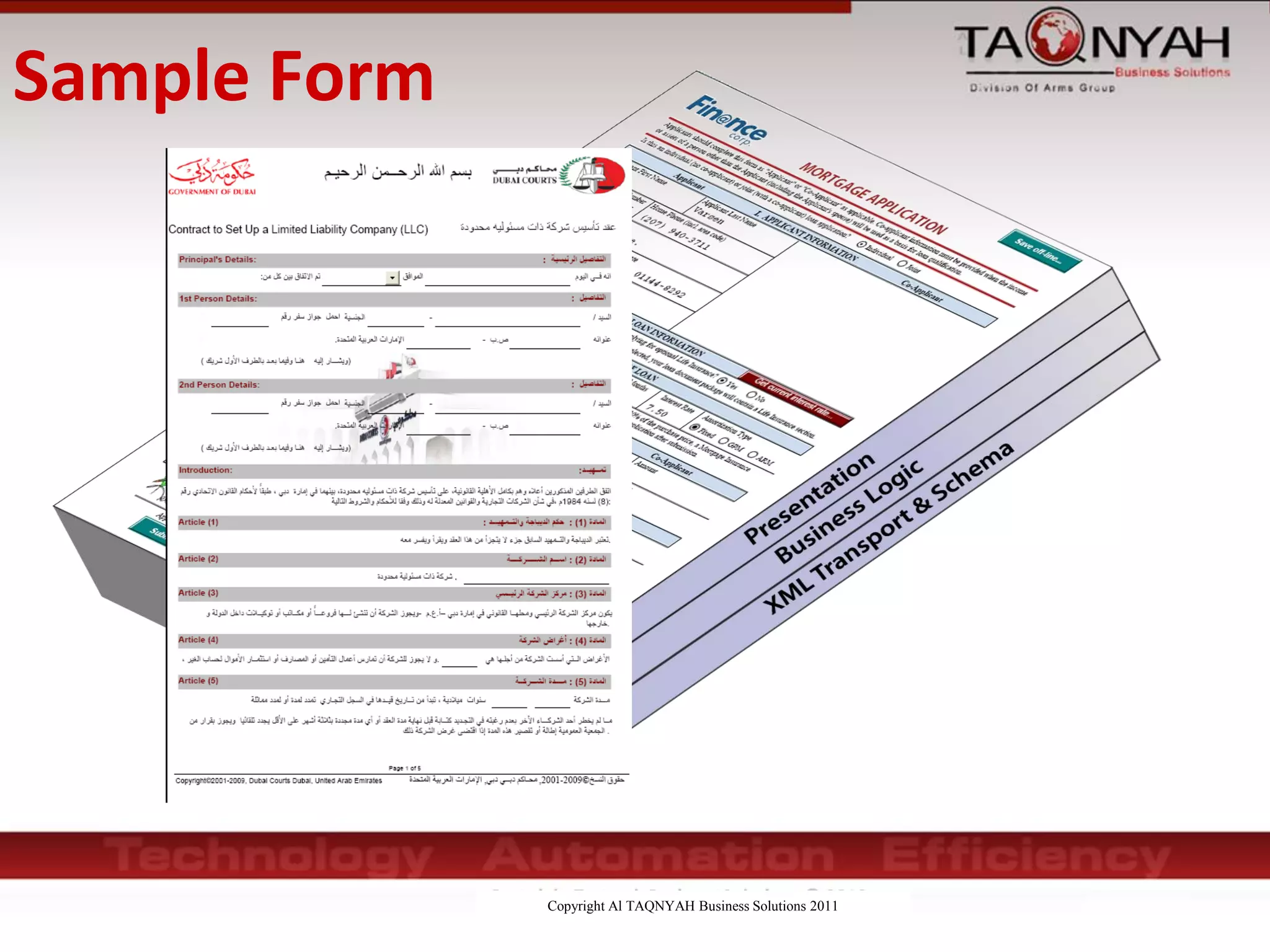 Copyright Al TAQNYAH Business Solutions 2011
Sample Form
 