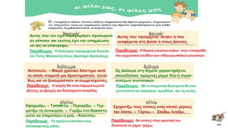 Αυτός που τον έχει παραχωρήσει προσωρινά
σε κάποιον και εκείνος έχει την υποχρέωση
να του το επιστρέψει.
Παράδειγμα: Η Ζαλγκίρις παραχώρησε δανεικό
τον Γκίτις Μασιούλιςστους ΦράπορτΣκάιλαϊνερς.
Αυτός που προέρχεται ανήκει ή που
αναφέρεται στη Δανία ή στους Δανούς.
Παράδειγμα: Η δανική γλώσσα ανήκει στην υποομάδα
του γερμανικού κλάδου των ινδοευρωπαϊκώνγλωσσών.
Ανάπαυλα. – Μικρό χρονικό διάστημα κατά
το οποίο σταματά μια δραστηριότητα, συνή-
θως για να ξεκουραστούν οι συμμετέχοντες.
Παράδειγμα: Ο καιρός θα είναι σήμεραευμετά-
βλητος, με βροχές και διαλείμματα λιακάδας.
Ως Διάλυμα στη Χημεία χαρακτηρίζεται
οποιοδήποτε ομογενές μίγμα δύο ή περισ-
σοτέρων συστατικών.
Παράδειγμα: Με τα στοματικά διαλύματα θα αντι-
μετωπίσετε την κακοσμία, τερηδόνα, και τις ουλές .
Εφαρμόζω. – Τοποθετώ. - Περιορίζω. – Τερ-
ματίζω τη λειτουργία. – Γυρίζω ένα διακόπτη
ώστε να σταματήσει η ροή. - Καλύπτω
Παράδειγμα: Tα σχολεία κλείνουντους
καλοκαιρινούς μήνες.
Σχηματίζω τους τύπους ενός κλιτού μέρους
του λόγου. – Γέρνω. – Σκύβω, λυγίζω,
Παράδειγμα: Να κλίνεις στην οριστική του
Ενεστώτα το ρήμα: τρέχω.
α
 