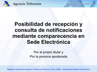 Posibilidad de recepción y consulta de notificaciones mediante comparecencia en Sede Electrónica Por el propio titular y Por la persona apoderada 