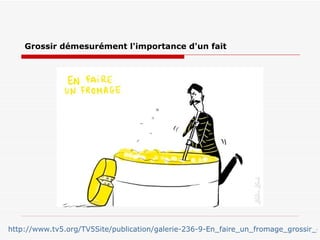 Grossir démesurément l'importance d'un fait http://www.tv5.org/TV5Site/publication/galerie-236-9-En_faire_un_fromage_grossir_demesurement_l_importance_d_un_fait.htm 