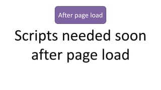 Scripts needed soon
after page load
After page load
 