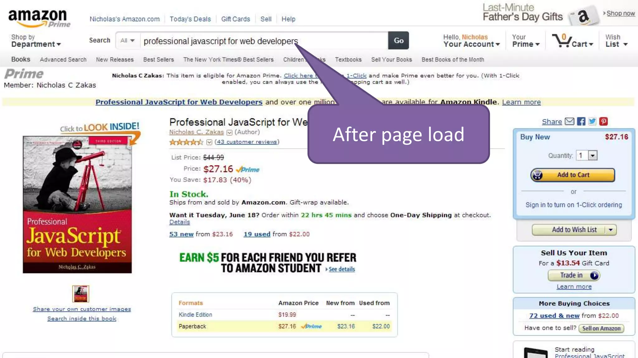 After page load
 