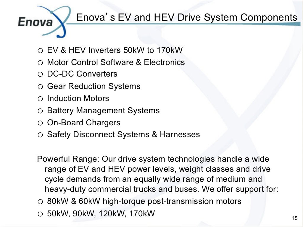 Enova systems hybrid and electric commercial vehicles