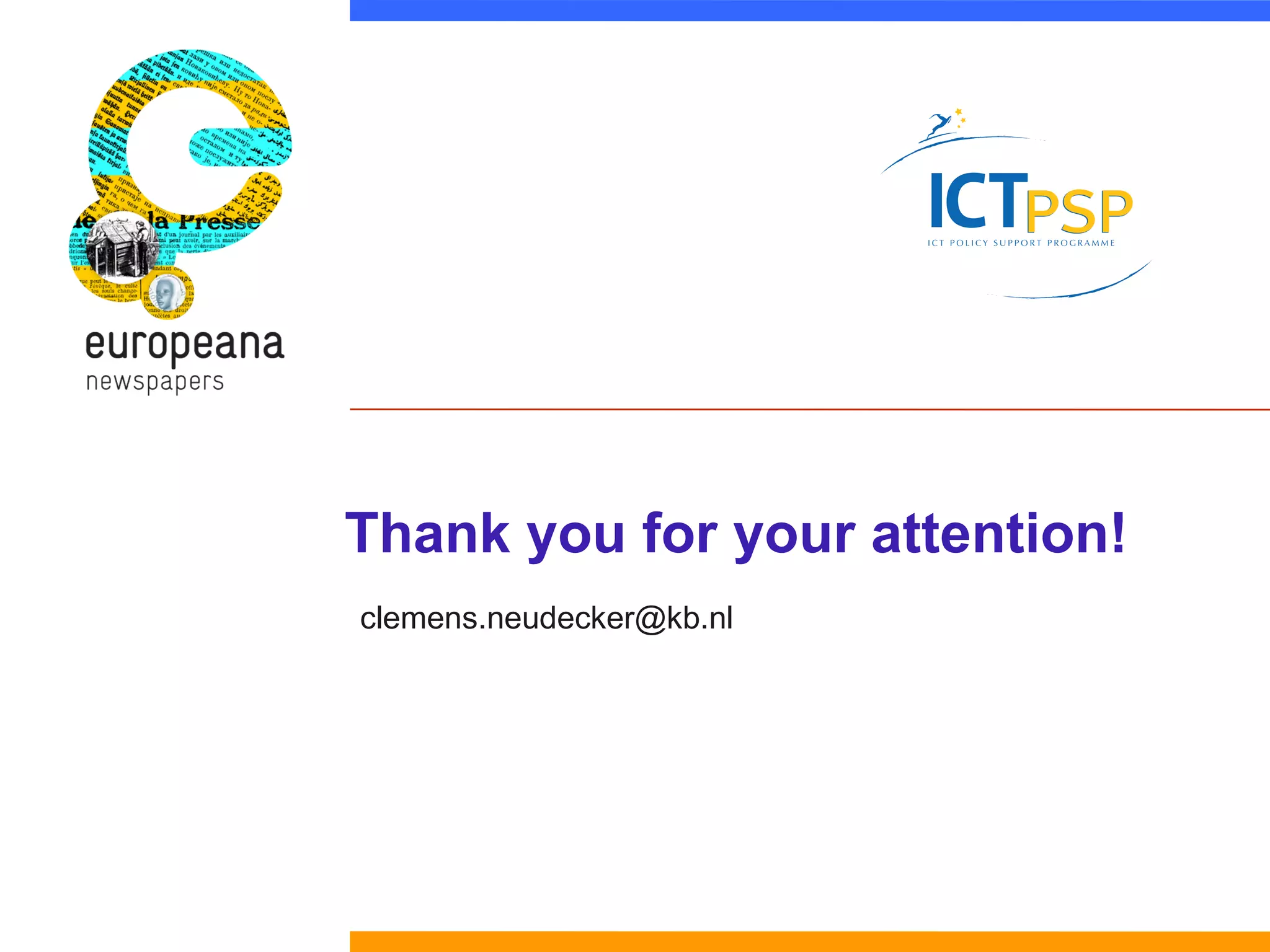 Thank you for your attention! 
clemens.neudecker@kb.nl 
