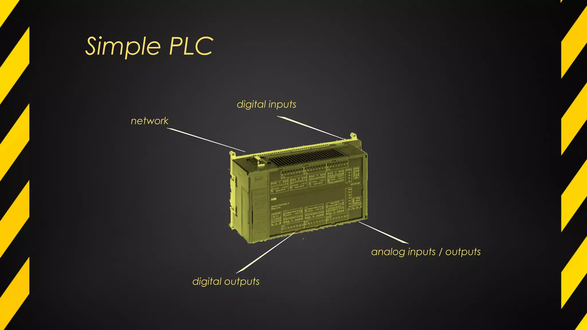 Simple PLC
network
digital inputs
digital outputs
analog inputs / outputs
 