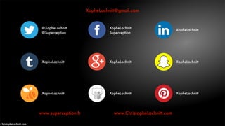 @XopheLachnitt
@Superception
XopheLachnitt
Superception
XopheLachnitt
XopheLachnitt XopheLachnittXopheLachnitt
www.superception.fr www.ChristopheLachnitt.com
XopheLachnitt XopheLachnitt XopheLachnitt
XopheLachnitt@gmail.com
ChristopheLachnitt.com
 
