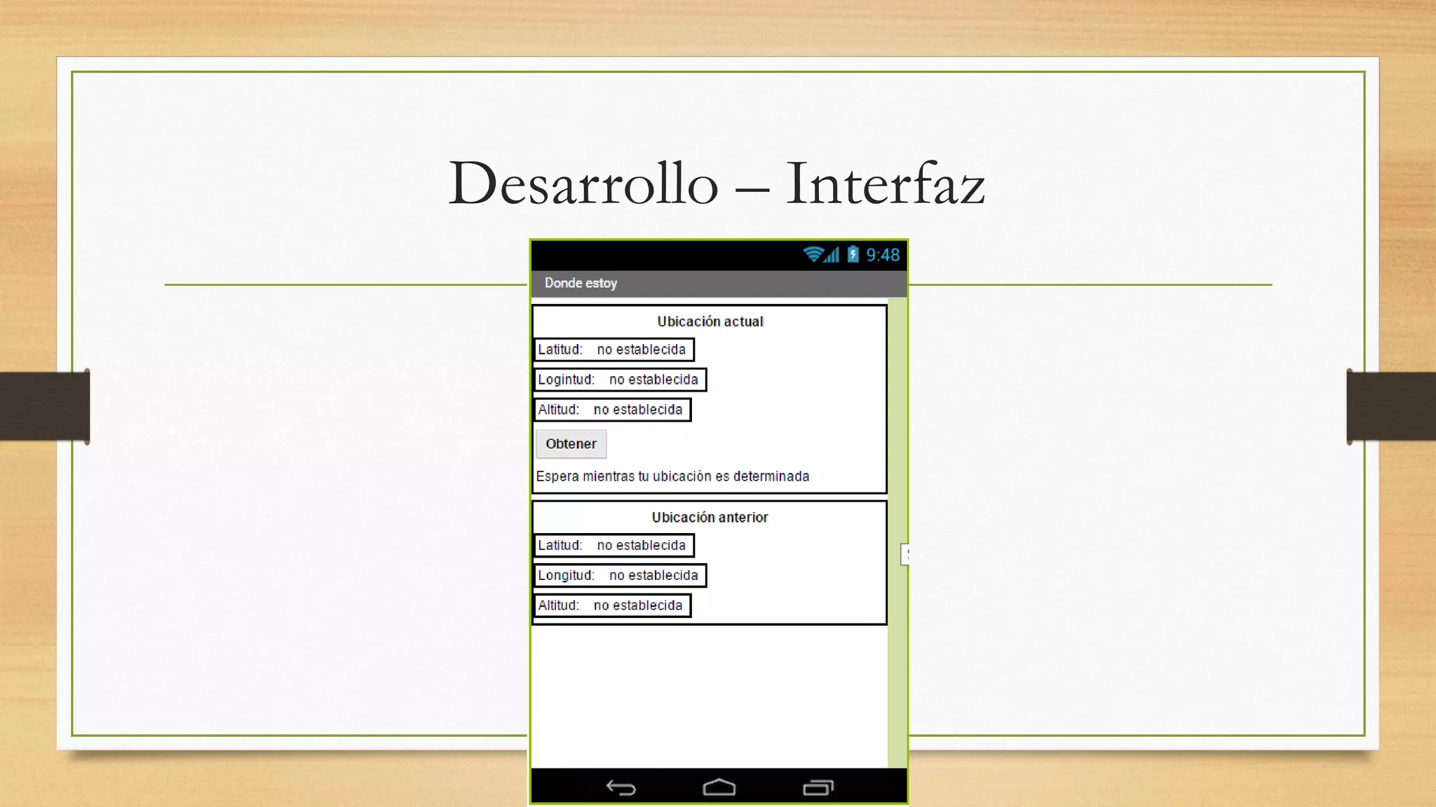 Desarrollo – Interfaz