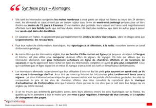 Enquete E Tourisme Tableaux Des Resultats