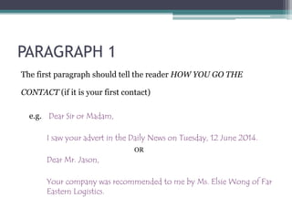 Email First Paragraph Email of Enquiry | PPSX
