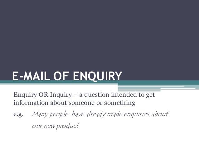 Email Of Enquiry