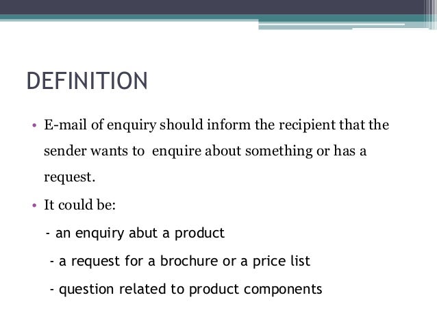 Email of Enquiry