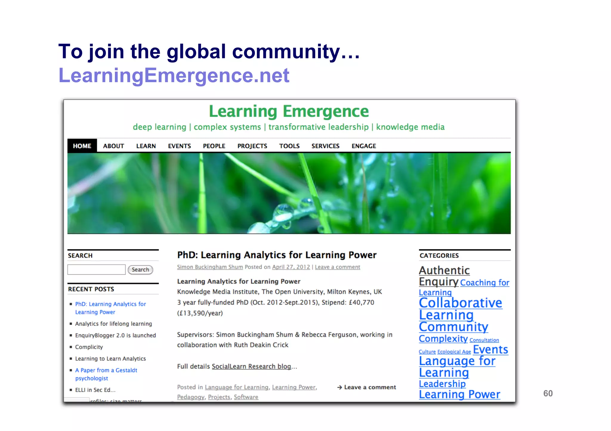 Summary and future work
(there’s at least 1 PhD in this!)



Summary of pilot observations
§  All Yr6 pupils were able to conduct Authentic Enquiries but
    required significant mentor input: to be sustainable we could
    reduce cohorts with longer projects
§  All of the Yr6 pupils interviewed (N=5) gave positive reasons for
    keeping blogging in future projects
§  More able Yr6 pupils were able to use the ELLI and Authentic
    Enquiry categories, but more time needed to introduce them
Future work
§  School could introduce reflective writing for learning as a genre
§  We need a more gradual process for introducing blogging (eg. Yr5)
§  We need to do detailed analysis of the blogs, coupled with learner
    and educator interviews
§  We need to explore assessment criteria for authentic enquiries:
    process + product / personal—public continuum
 