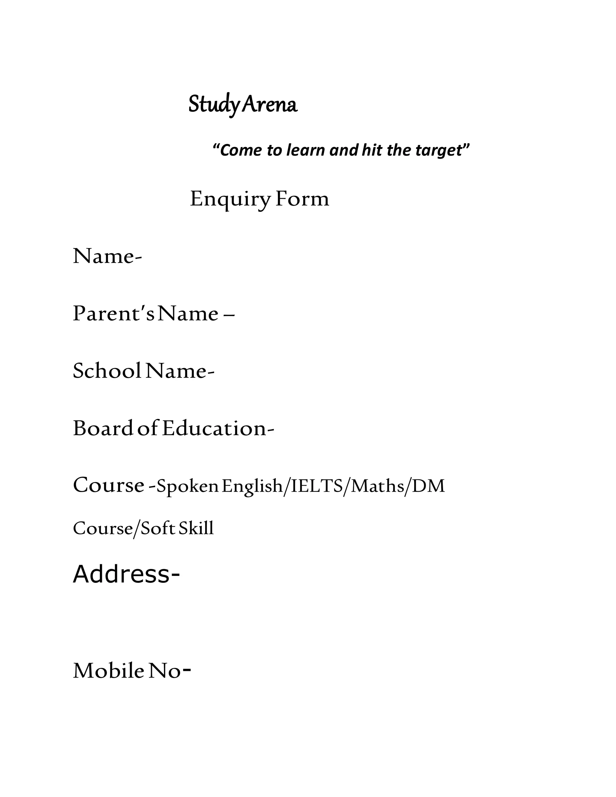 Enquiry form for learning Google Digital Marketing Certificate | PDF