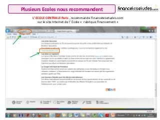 Plusieurs Ecoles nous recommandent
L’ ECOLE CENTRALE Paris , recommande Financetesetudes.com
sur le site Internet de l’ Ec...