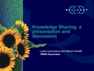 Knowledge Sharing: a presentation and discussion Lucie Lamoureux and Allison Hewlitt KM4D Associates 