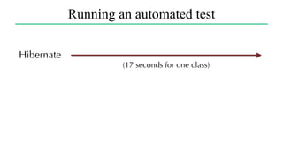 Running an automated test
Hibernate
(17 seconds for one class)
 