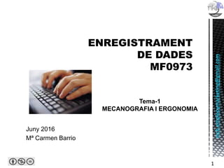 mcb.empleoymarketing@gmail.com
1
Tema-1
MECANOGRAFIA I ERGONOMIA
Juny 2016
Mª Carmen Barrio
 