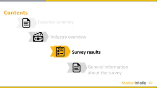 Contents
Industry overview
Survey results
Executive summary
General information
about the survey
10
 