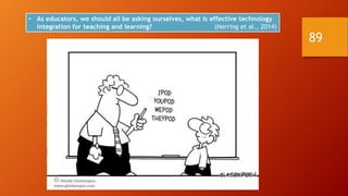 • As educators, we should all be asking ourselves, what is effective technology
integration for teaching and learning? (Herring et al., 2014)
89
 