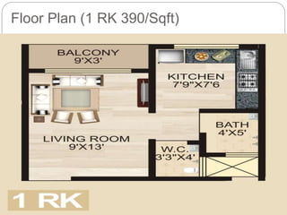 Floor Plan (1 RK 390/Sqft)
 