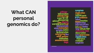 What CAN
personal
genomics do?
 