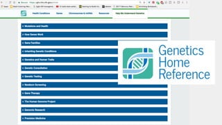Teaching Examples
● Genetics Home Reference: Primer: <https://ghr.nlm.nih.gov/primer>
 