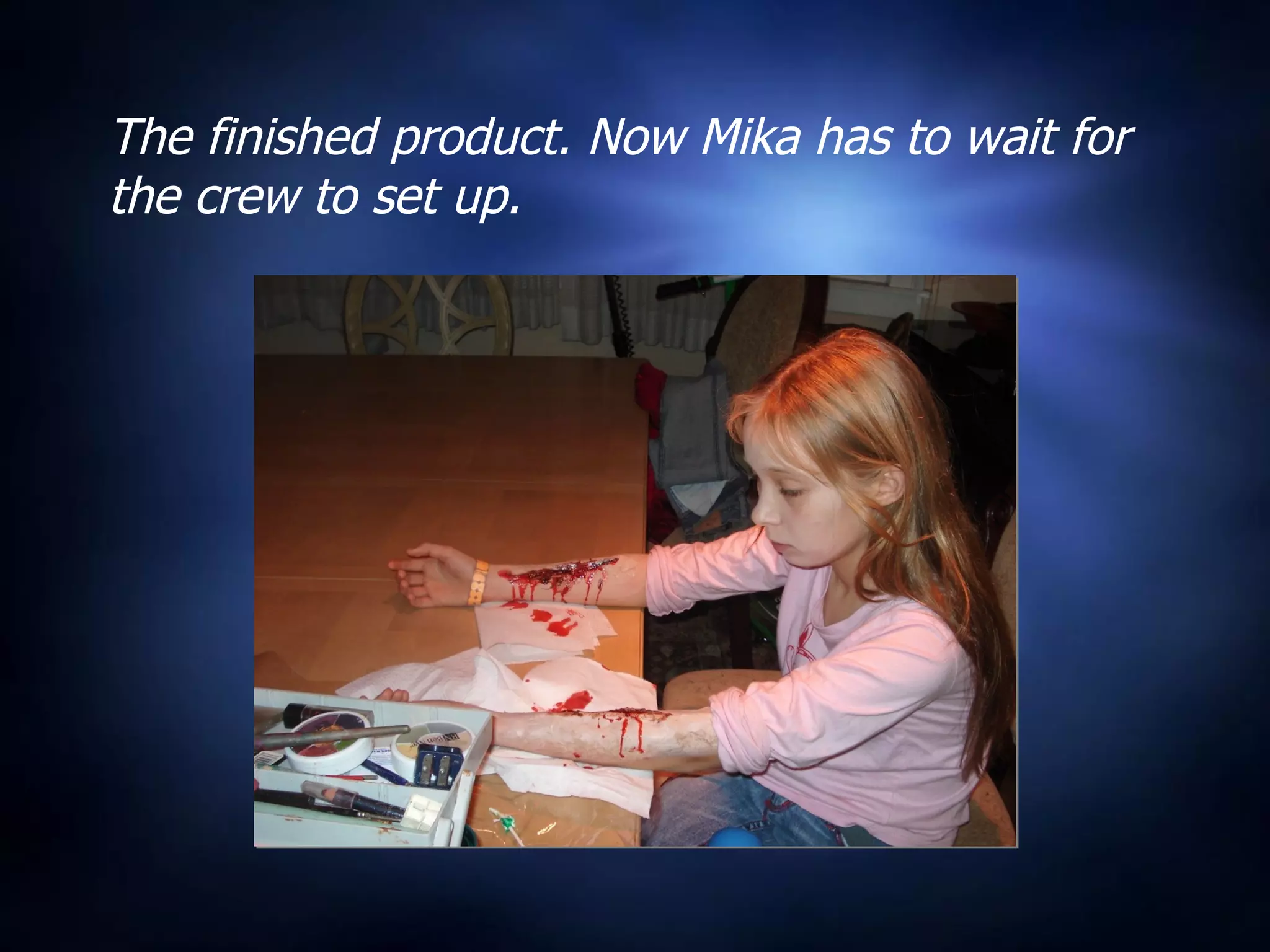 The finished product. Now Mika has to wait for the crew to set up. 