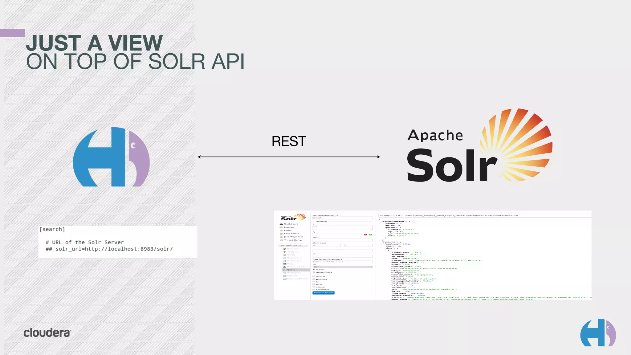 JUST A VIEW 
ON TOP OF SOLR API 
REST 
 