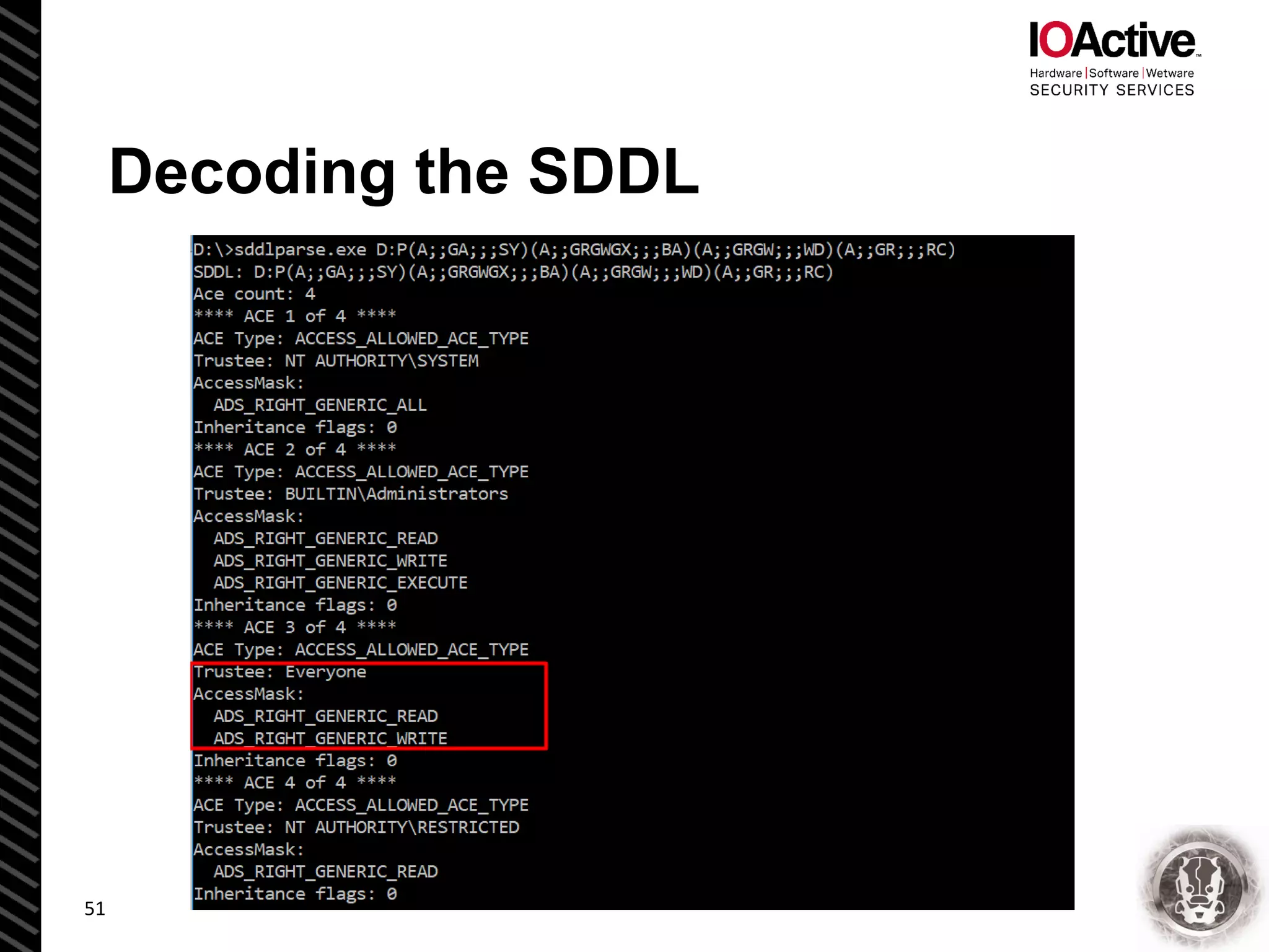 Decoding the SDDL
51
 