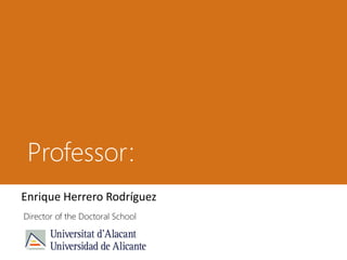 Professor:
Enrique Herrero Rodríguez
Director of the Doctoral School
 