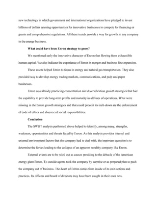 Enron    SWOT Analysis