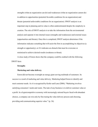 Enron    SWOT Analysis