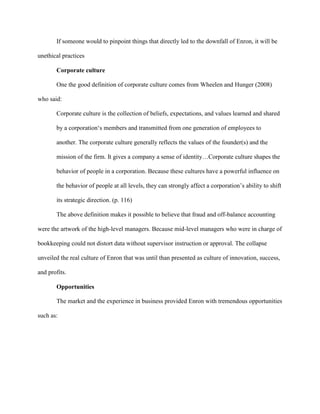 Enron    SWOT Analysis