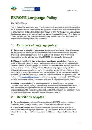 Inken Rope Language Enrope language policy, linguistic housekeeping, definitions and ...