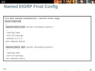 Chapter 1
104© 2007 – 2016, Cisco Systems, Inc. All rights reserved. Cisco Public
Named EIGRP Final Config
 