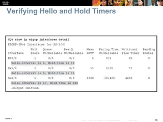 Chapter 1
18© 2007 – 2016, Cisco Systems, Inc. All rights reserved. Cisco Public
Verifying Hello and Hold Timers
 