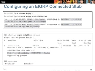 Chapter 1
53© 2007 – 2016, Cisco Systems, Inc. All rights reserved. Cisco Public
Configuring an EIGRP Connected Stub
 