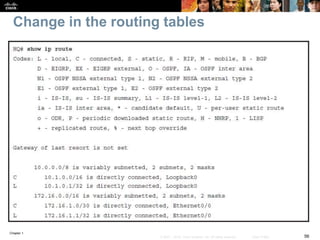 Chapter 1
56© 2007 – 2016, Cisco Systems, Inc. All rights reserved. Cisco Public
Change in the routing tables
 
