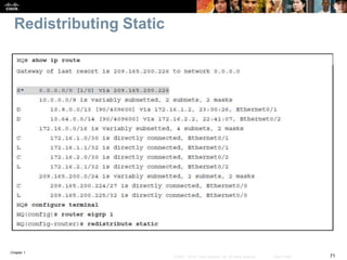Chapter 1
71© 2007 – 2016, Cisco Systems, Inc. All rights reserved. Cisco Public
Redistributing Static
 