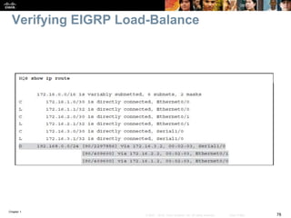Chapter 1
78© 2007 – 2016, Cisco Systems, Inc. All rights reserved. Cisco Public
Verifying EIGRP Load-Balance
 