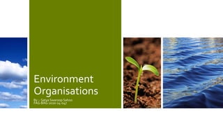 Environment
Organisations
By :- Satya Swaroop Sahoo
FAG-BAG-2020-24-047
 