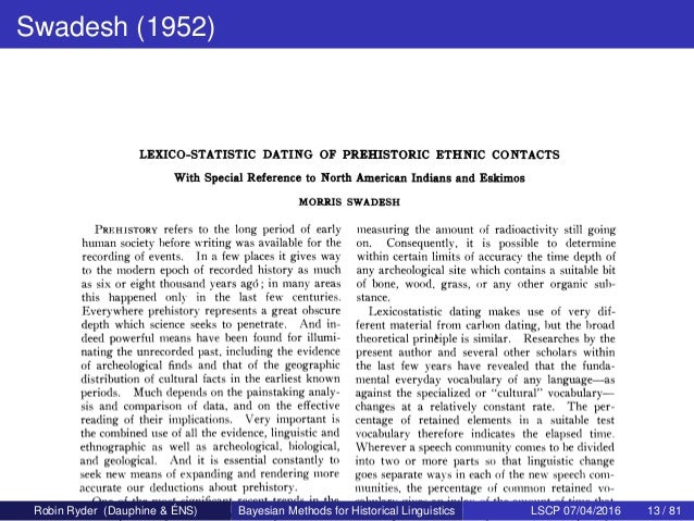 Lexicostatistic dating of prehistoric ethnic contacts
