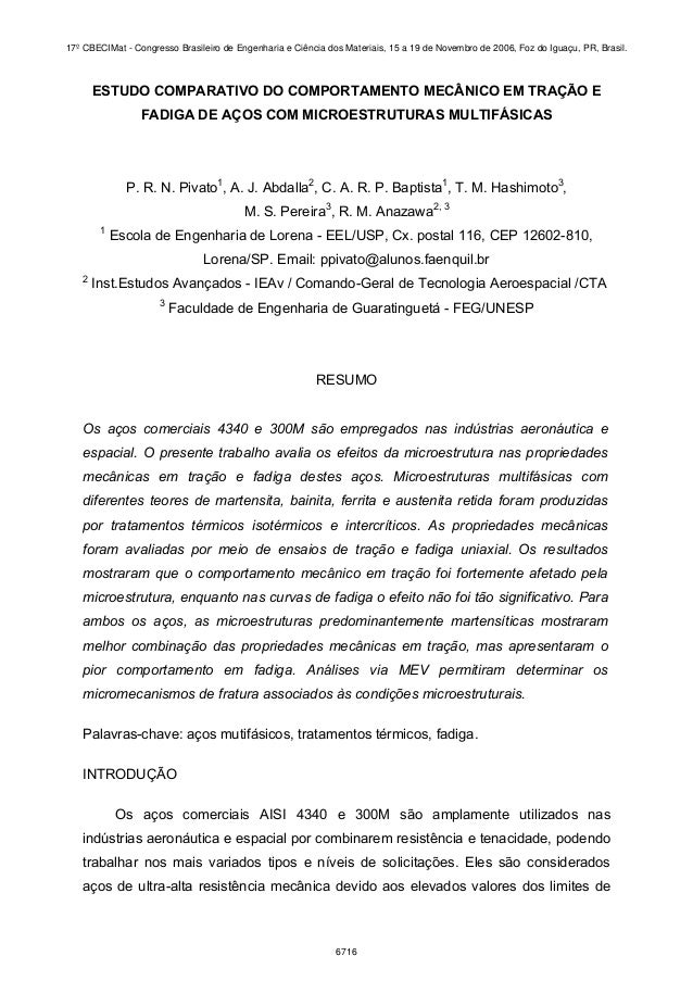 Relatorio ensaio de tracao