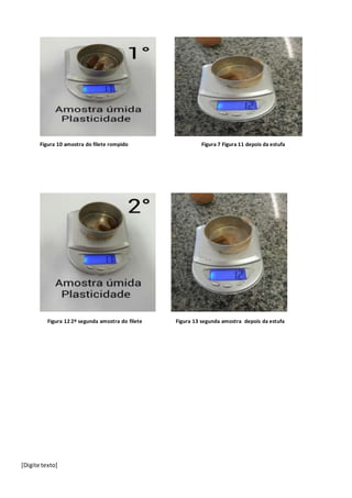 [Digite texto]
Figura 10 amostra do filete rompido Figura 7 Figura 11 depois da estufa
Figura 12 2º segunda amostra do filete Figura 13 segunda amostra depois da estufa
 