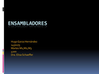 Ensambladores Hugo Garza Hernández 1450275 Martes M1,M2,M3  4100 Dra. Elisa Schaeffer 